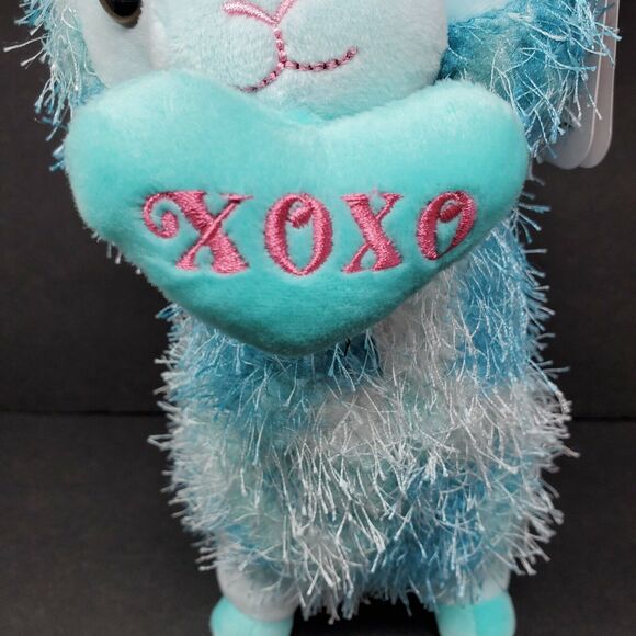Kellytoy Valentine's Day Eyelash Llama Plush Stuffed Animal 12" Blue White XOXO - Picture 5 of 7